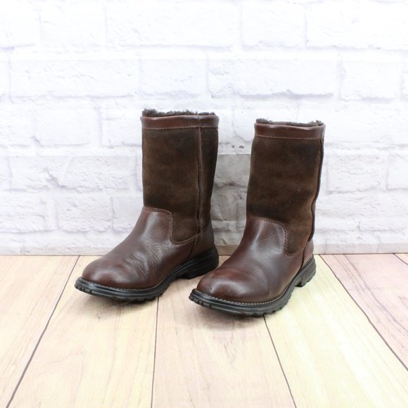 Ugg Brooks Brown Suede Leather Sheepskin Mid Calf Winter Boots Size US 5 - Picture 2 of 10